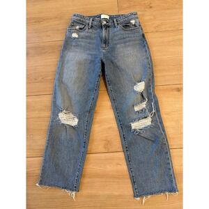 Joe's Jeans The Niki Mid Rise Boyfriend Distressed Raw Hem Jeans Blue Size 27